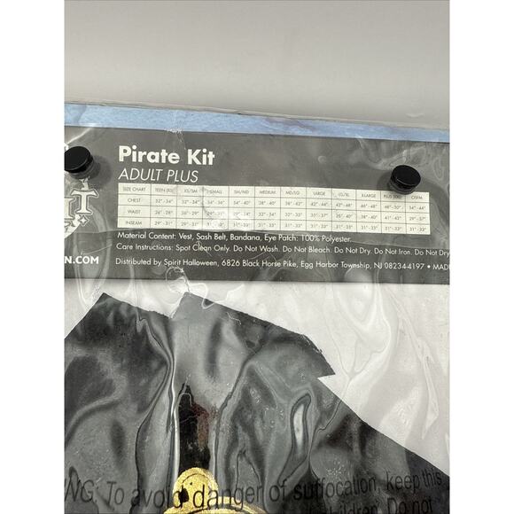 Spirit Halloween Costume Pirate Kit Adult 2X Plus - Picture 9 of 12